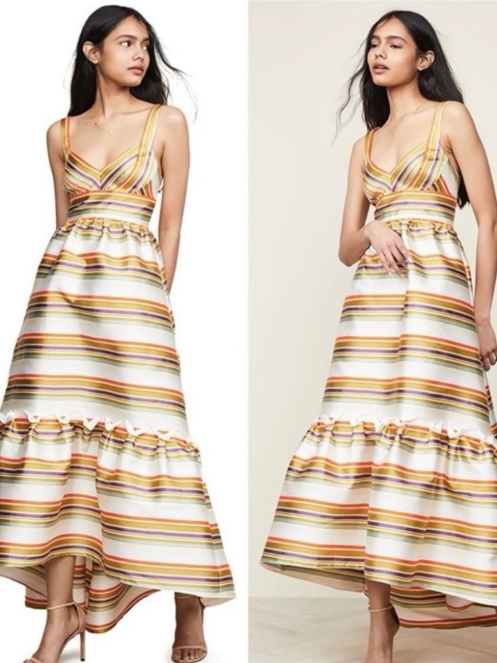 NWT Jill Stuart BHLDN Moira Tiered Satin Maxi Dress Size 6